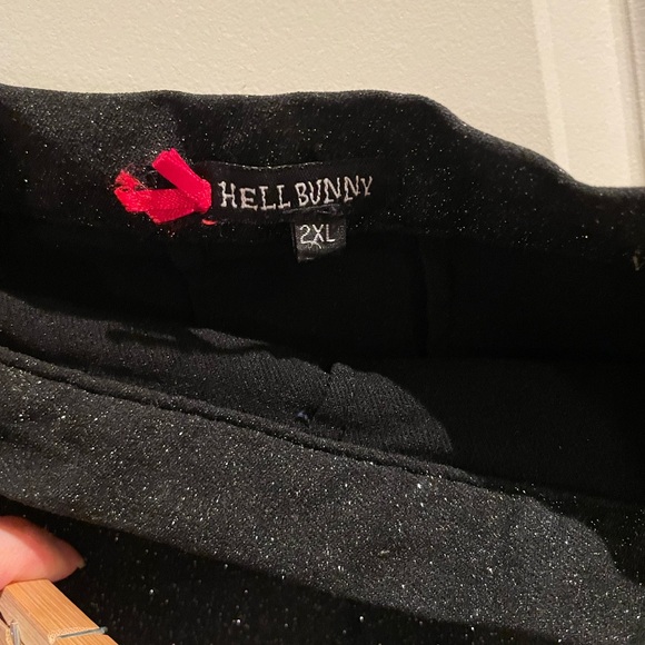 Hell Bunny Black Silver Sparkle Glitter Stretch Pencil Skirt Rockabilly Pin Up - Picture 3 of 6